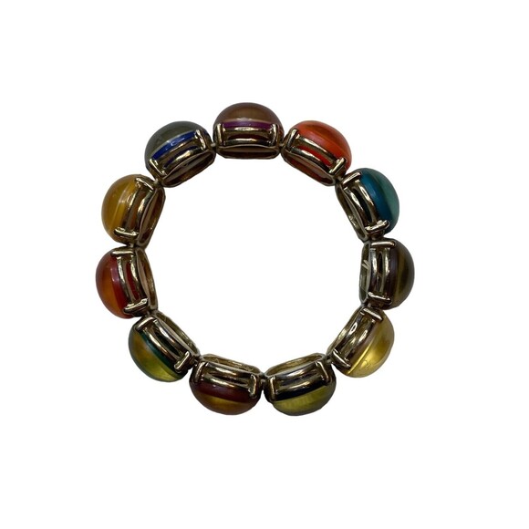 Multi Color Shiny Round Stones Stretch Bracelet - Picture 4 of 6